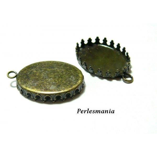 Apprêt pour bijoux: 1 Support de pendentif ovale griffe 1825mm Bronze 