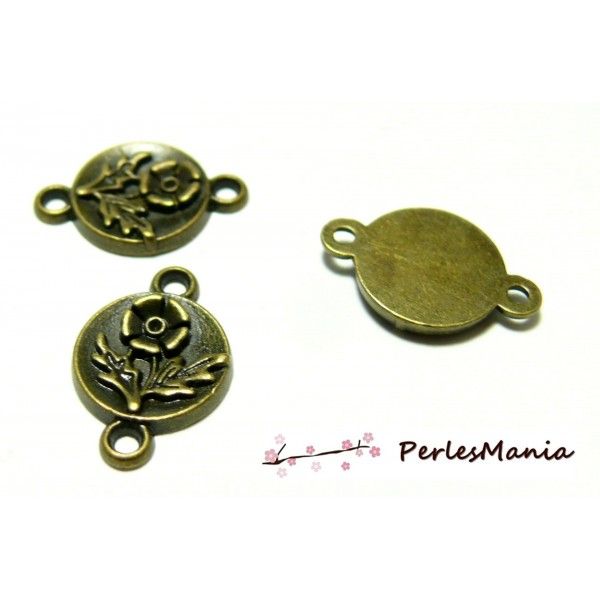 pendentifs connecteur  fleur zen Bronze H11003 pour création de bijoux