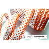 1 m ruban biais dentelle Pois orange et blanc 12mm ref 71486 couleur 495 