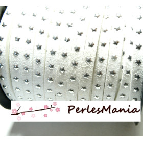Suédine à Étoiles Rivets Argentés Blanc 5x2mm – DIY