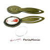 2 pièces: 1 SUPPORT MARQUE PAGE ARTY 18 par 25 mm Bronze H3332 et 1 cabochon 