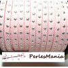 1 mètre de suédine à ETOILES rivets argentées ROSE PALE H609, 5 par 2mm, DIY 