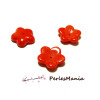 2 perles GRANDE fleur en verre ROUGE 15 par 4 mm, DIY 