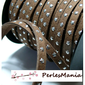 Suédine à Étoiles Rivets Argentées Marron 5x2mm – DIY