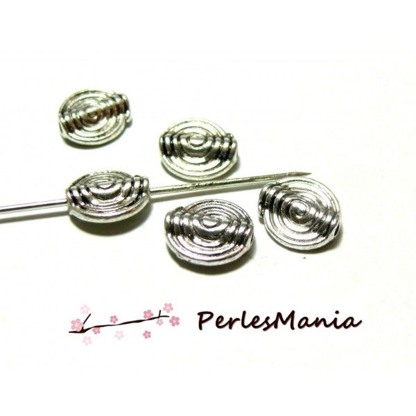 10 perles intercalaire ROND spirale 11mm H025 Vieil argent , DIY 