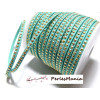 5 mètres de cordon de suédine strass cloutée Doré aspect Daim une rangée facettée VERT Turquoise H204 