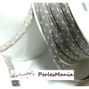 1 m ruban cordon spaghetti petit pois 7mm ref FFcollection 201 pois gris ficelle 