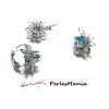 2 Supports de magnifique Boucle d'oreille fleur 3D dormeuse  ID 28157 ARGENT PLATINE, DIY 