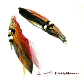 Pendentifs Plumes Noires, Fauve et Rouge avec Suédine et Perles – DIY