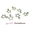 50 BRELOQUES PENDENTIFS H10686 ETOILES CREUSES 14 par 10mm VIEIL ARGENT, DIY 