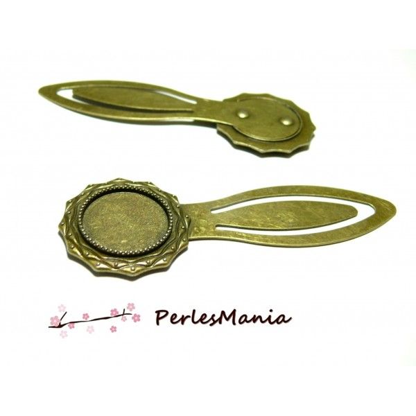 1 SUPPORT MARQUE PAGE ARTY 18 mm Bronze H3323 pour cabochon, DIY 