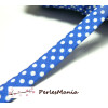 1 m ruban biais spaghetti  à pois Bleu  10mm ref: 70480-28 mercerie cordon pour bijoux 