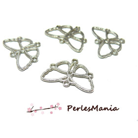 pendentifs breloque  2Y7316 connecteur papillon LISSE, Vieil Argent