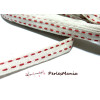 1 m ruban coton couleur FICELLE ET ROUGE 13mm  Style surpiqué ref 151 
