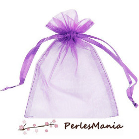 10 pochettes ( 80 par 120mm )  sachet organza  VIOLET CLAIR 
