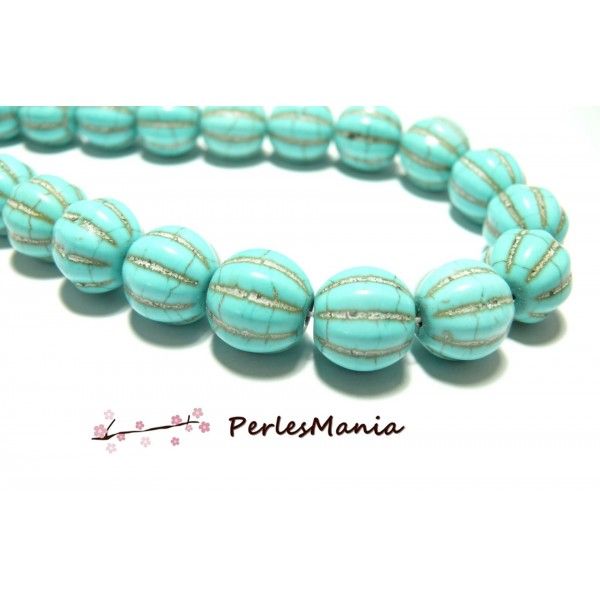 10 perles Ovales Imitation Turquoise style POTIRON 12mm, DIY 
