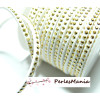 5 mètre de cordon de suédine strass cloutée DORE aspect Daim une rangée facettée BLANC H206 