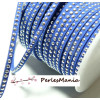 5 mètre de cordon de suédine strass cloutée argenté aspect Daim une rangée facettée BLEU NUIT H104 