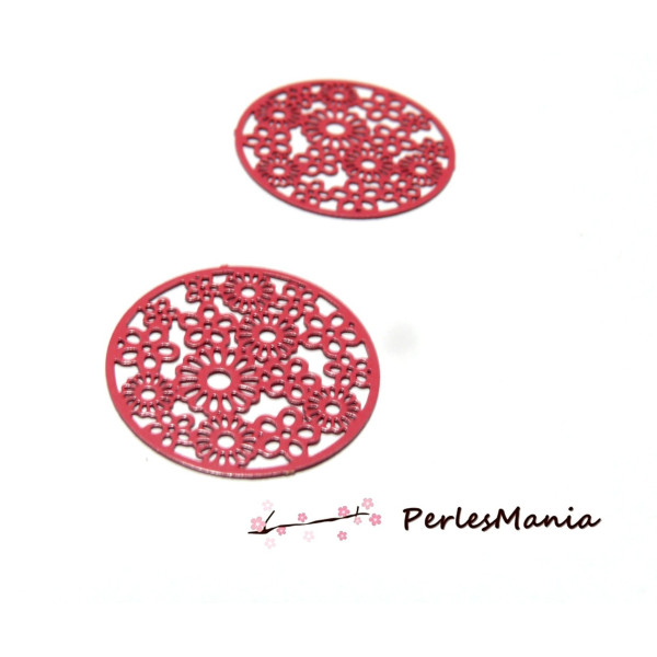 4 Estampes  filigrane ROSE BONBON MULTI FLEURS de 20 mm, DIY 