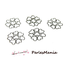 5 Estampes pendentif  filigrane Multi coeur argent platine  12 mm, DIY 