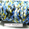 1 Mètre Cordon TRESSE Simili Cuir PLAT 6mm  Ton MIXTE dominant Bleu JP004 