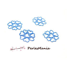 5 Estampes pendentif  filigrane Multi coeur BLEU 12 mm, DIY 