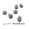 10 perles en forme de fleur en verre Violet parme trou transversale, 7 par 5 mm, DIY 