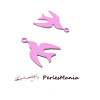 4 Estampes  pendentif  ROSE OISEAU 12 mm, DIY 