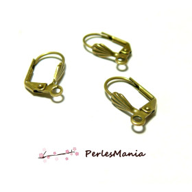10  Boucle d'oreille dormeuses COQUILLE  fabrication Française  BRONZE, DIY 