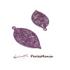 4 Estampes pendentif  filigrane FEUILLE VIOLET de 25 mm, DIY 