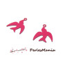 4 Estampes  pendentif  ROSE FUSCHIA OISEAU 12 mm, DIY 