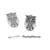 4 Estampes  filigrane HIBOU 18 mm ARGENT VIF, DIY 