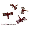 4 Estampes  pendentif Marron Libellule 14 mm, DIY 