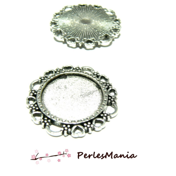 Pendentifs ARTY Coeur Vintage pour Cabochon 16mm Argent Antique