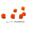 10 perles en forme de fleur en verre ORANGE trou transversale, 7 par 5 mm, DIY 