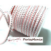5 mètre de cordon de suédine strass cloutée ARGENTE aspect Daim une rangée facettée ROSE PALE H112 