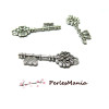10 Pendentif  CLEFS travaillées double COEUR 2W6625 Vieil ARGENT 