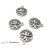 10 pendentifs ronds medaillon ajouré 2K9448 Vieil argent  fournitures pour bijoux 