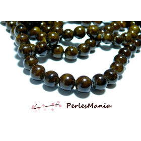 1 fil d'environ 50 perles  jade teintées MARRON rondes 8mm H271Y24 