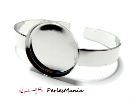 1 support de  bracelet  25mm ARGENT PLATINE  BORD EPAIS ID 19382 pour collage digitale, DIY 