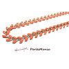 20 cm chaine CHEVRON épi émaillée en métal ARGENT et émail CORAIL, DIY 