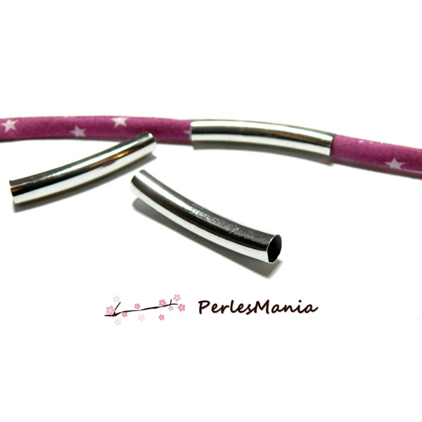 perles intercalaires tube courbés entretoise QUALITE 35mm ID15194 ARGENT PLATINE