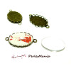 20 pièces: 10 SUPPORT CONNECTEUR OVALE VAGUE BRONZE  18 par 25mm ID31906 et 10 cabochons 