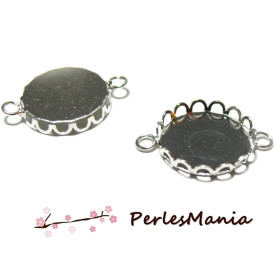 10 SUPPORT CONNECTEUR ROND VAGUE ARGENT 18mm  PLATINE   ID 31903, DIY 