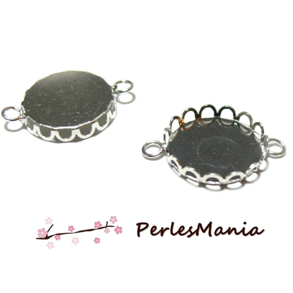 10 SUPPORT CONNECTEUR ROND VAGUE ARGENT 18mm  PLATINE   ID 31903, DIY 