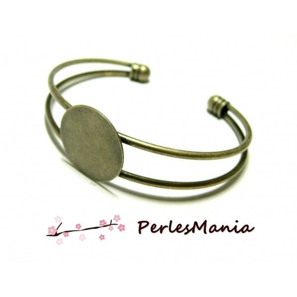 4 support de  bracelet  18mm PLATEAU LISSE BRONZE ID 26257 DIY 