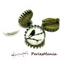 4 pièces: 2 support de BROCHE GRIFFE  20mm BRONZE et 2 cabochons ID26168 