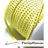 1 mètre de cordon de suédine strass cloutée Doré aspect Daim une rangée facettée JAUNE H211 