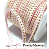 1 mètre de cordon de suédine strass cloutée DORE aspect Daim une rangée facettée ROSE PALE H210 