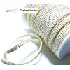 1m ruban cordon de suédine strass doré aspect Daim double rangée facettée Crème P00402 